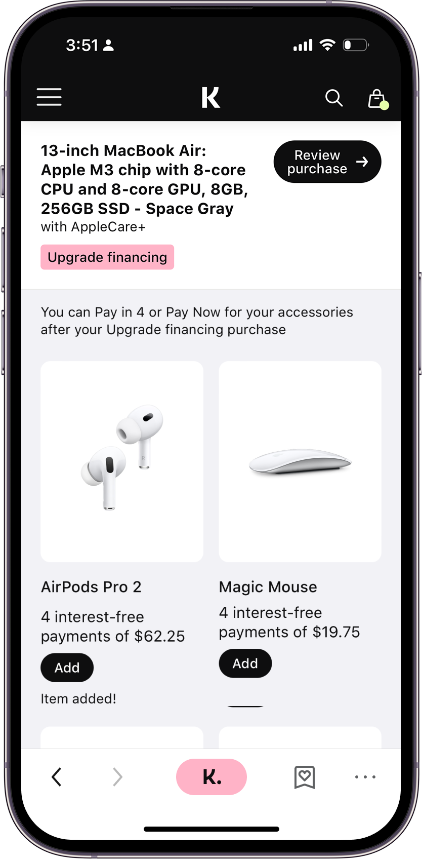 Upsell page